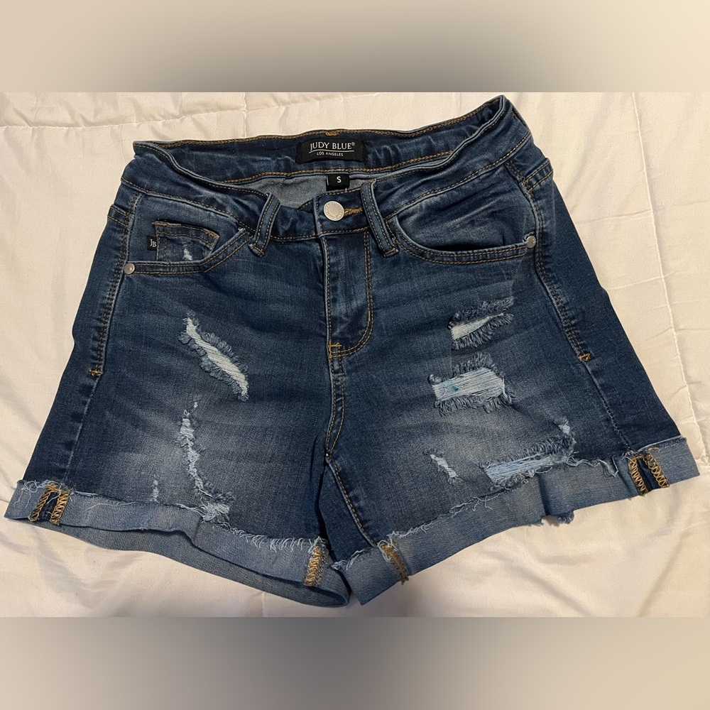Judy Blue Distressed Blue Jean Shorts